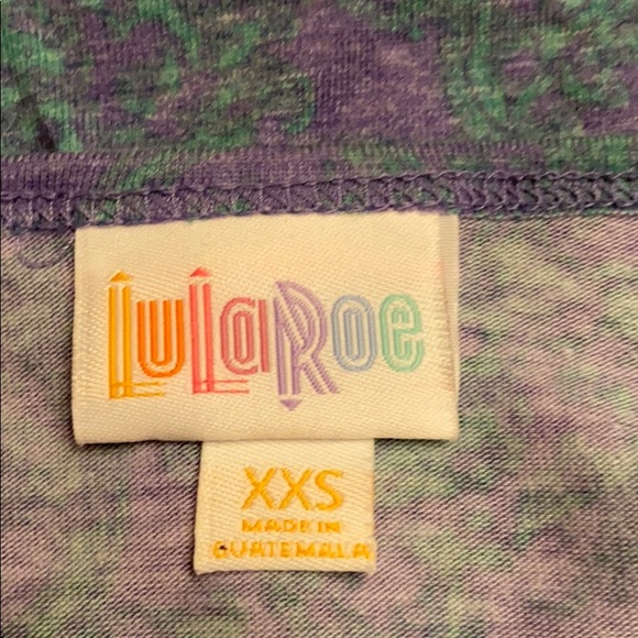 LuLaRoe IRMA Short Sleeve Tee T-Shirt Tunic XXS Purple Green Floral 3/$20 SALE! - Picture 9 of 10